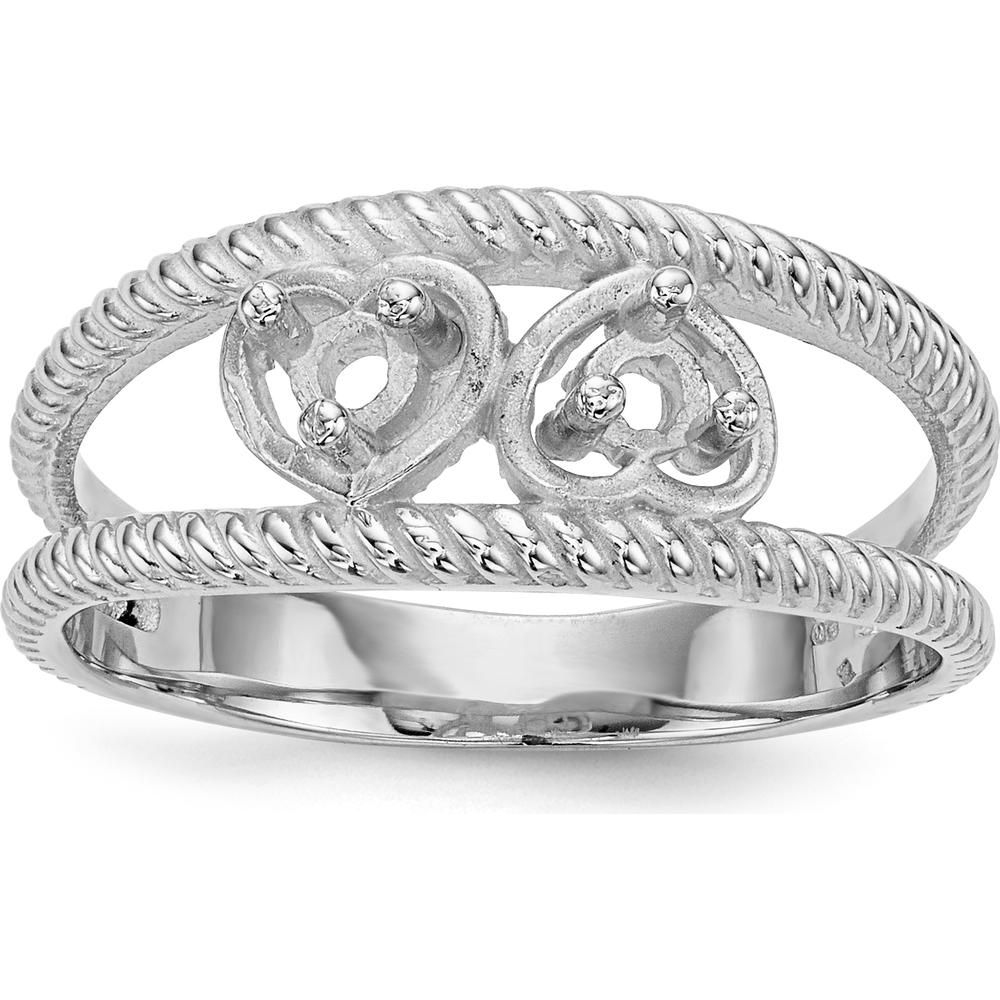 14K White Gold Family Jewelry Ring Mounting with Polished Finish - Sizeable Band by Oro Pregiato