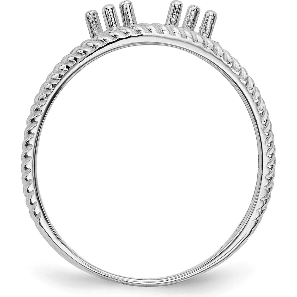 14K White Gold Family Jewelry Ring Mounting with Polished Finish - Sizeable Band by Oro Pregiato