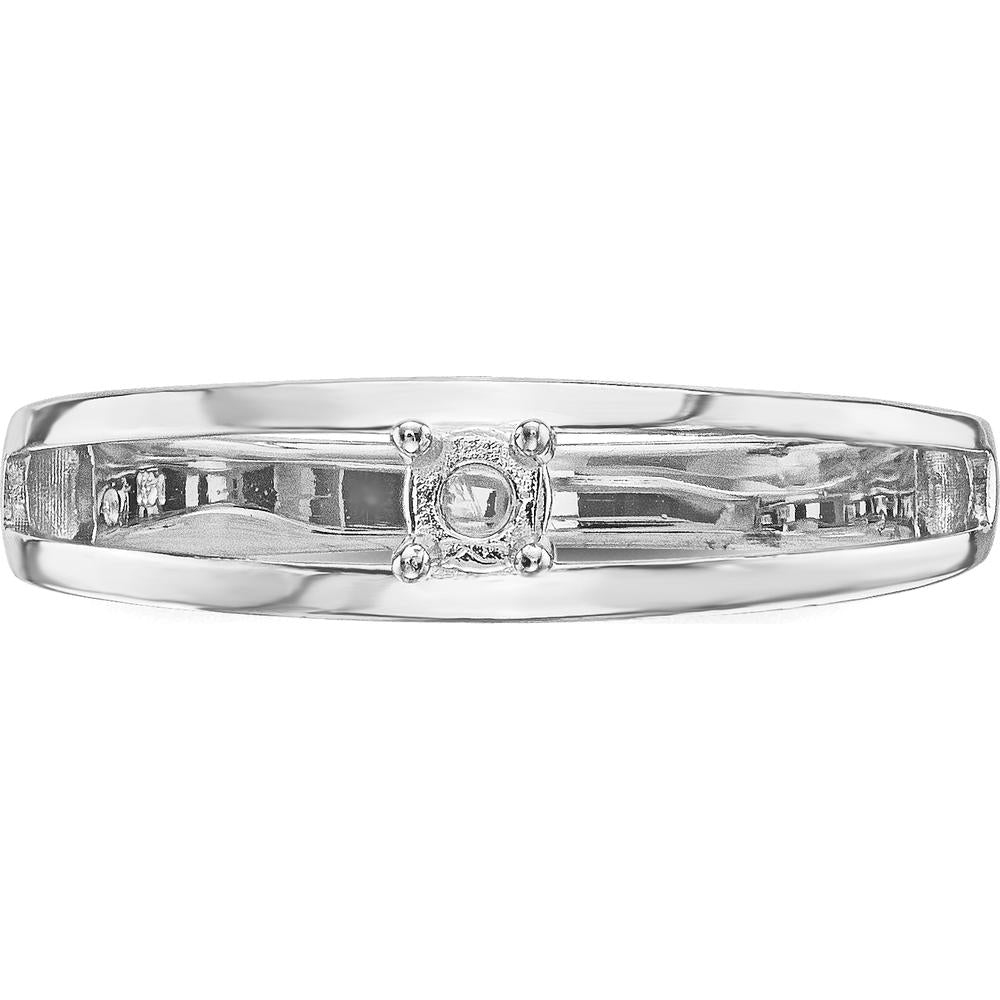 14K White Gold Family Jewelry Ring Mounting with Rhodium Plating - 3mm Wide Band by Oro Pregiato