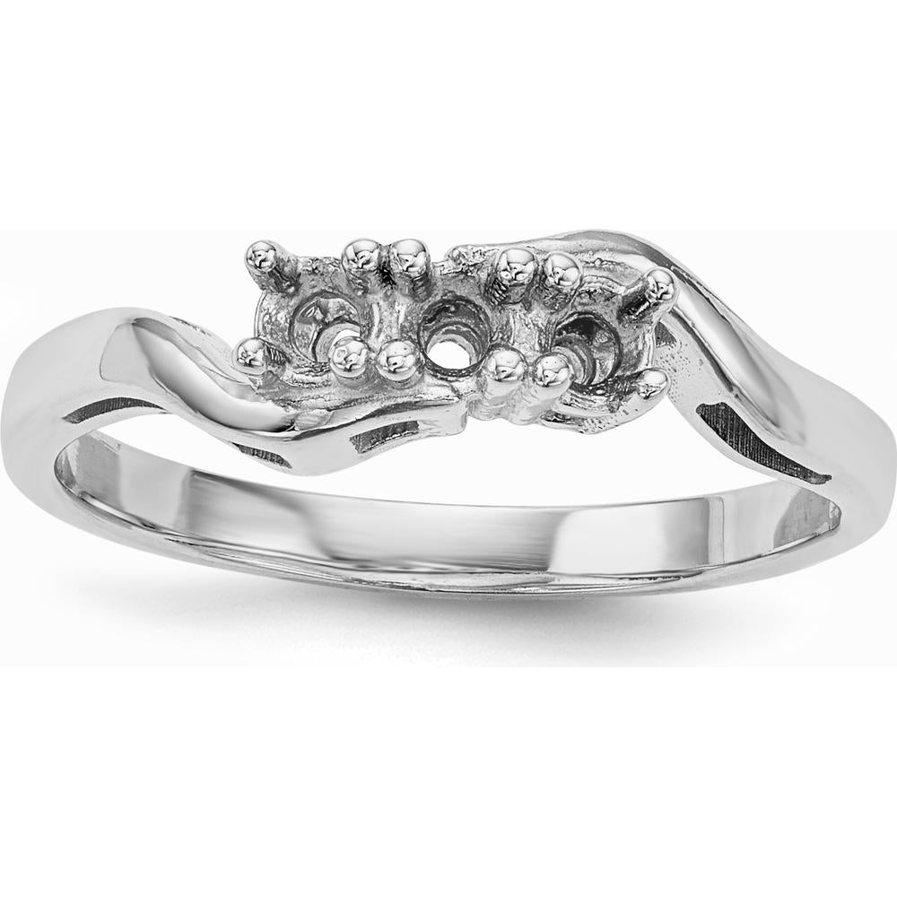 14K White Gold Family Jewelry Ring Mounting with Rhodium Plating - Customizable Design by Monteluci Fine Jewelry