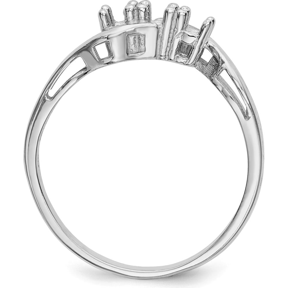 14K White Gold Family Jewelry Ring Mounting with Rhodium Plating - Customizable Design by Monteluci Fine Jewelry