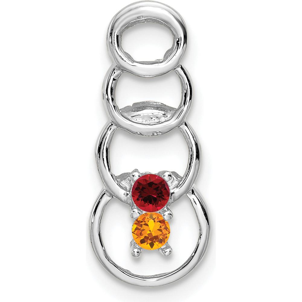 14K White Gold Family Pendant Mounting - 20mm Length, Rhodium-Plated by Oro Pregiato