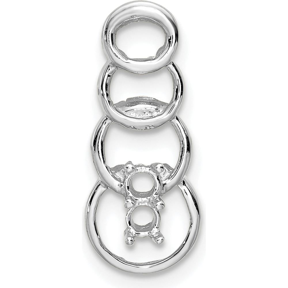 14K White Gold Family Pendant Mounting - 20mm Length, Rhodium-Plated by Oro Pregiato