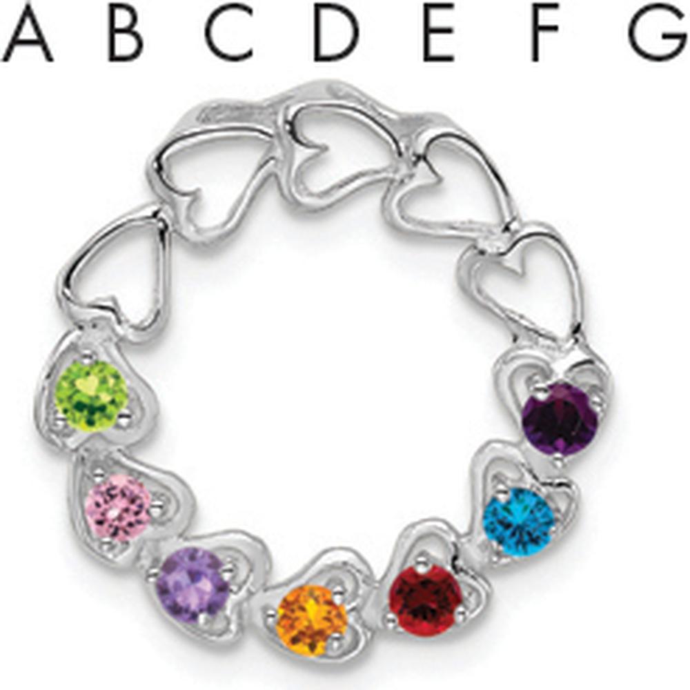 14K White Gold Family Pendant Mounting with Rhodium Plating - Customizable 7-Stone Design by Oro Pregiato