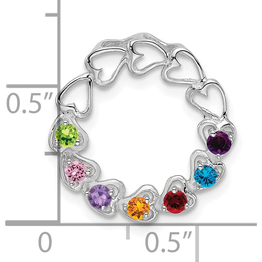 14K White Gold Family Pendant Mounting with Rhodium Plating - Customizable 7-Stone Design by Oro Pregiato