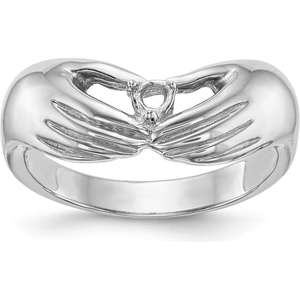 14K White Gold Family Ring Mounting with Prong Setting for Round Stone - 2.5mm Center Stone by Oro Pregiato