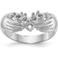 14K White Gold Family Ring Mounting with Tapered Band Design - Rhodium Plated by Oro Pregiato