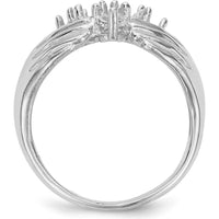 14K White Gold Family Ring Mounting with Tapered Band Design - Rhodium Plated by Oro Pregiato