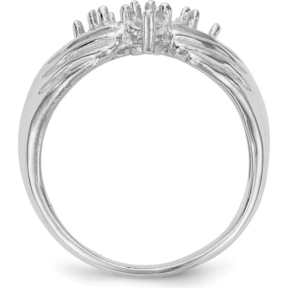 14K White Gold Family Ring Mounting with Tapered Band Design - Rhodium Plated by Oro Pregiato