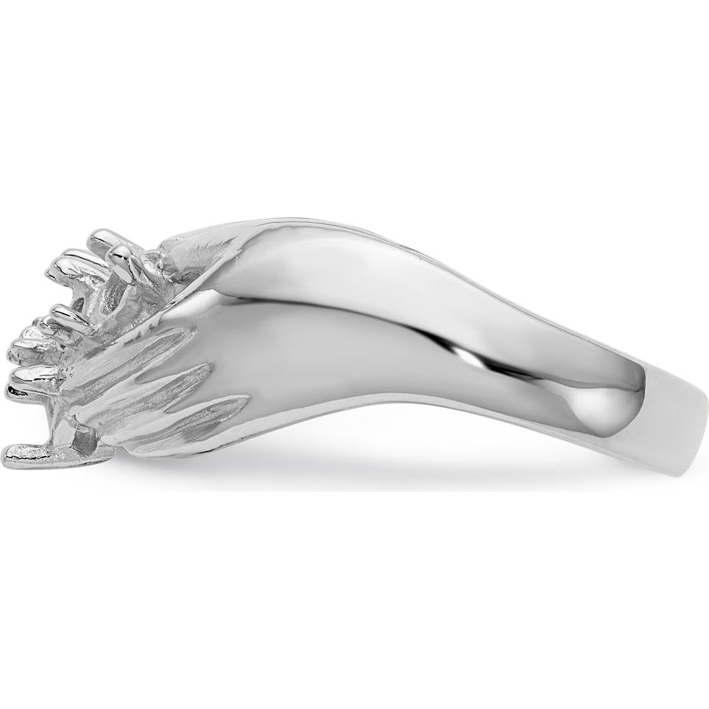 14K White Gold Family Ring Mounting with Tapered Band Design - Rhodium Plated by Oro Pregiato