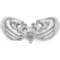 14K White Gold Family Ring Mounting with Tapered Band Design - Rhodium Plated by Oro Pregiato