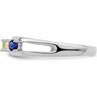 14K White Gold Family Ring with Aquamarine, Ruby, Peridot, Pink Sapphire & Blue Sapphire - 5 Stones Total by Oro Pregiato