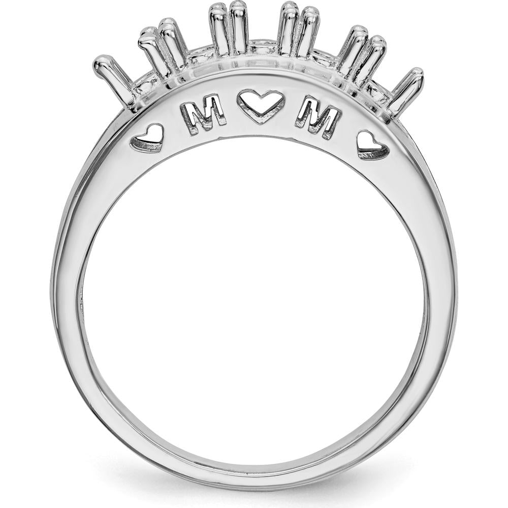 14K White Gold Family Ring with Aquamarine, Ruby, Peridot, Pink Sapphire & Blue Sapphire - 5 Stones Total by Oro Pregiato
