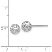 14K White Gold Fancy Ball Post Earrings - 6.5mm Polished Finish by Oro Pregiato
