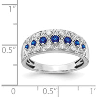 14K White Gold Fancy Band Ring with Natural Round Sapphires and Diamonds - 0.23 Carat Sapphire, 0.18 Carat Diamond Total Weight by 0