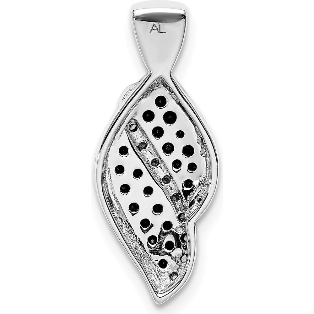 14K White Gold Fancy Curve Diamond Chain Slide Pendant with White and Black Diamonds - 1/3 Carat Total Diamond Weight by Monteluci Fine Jewelry