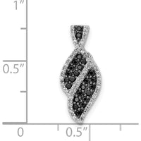 14K White Gold Fancy Curve Diamond Chain Slide Pendant with White and Black Diamonds - 1/3 Carat Total Diamond Weight by Monteluci Fine Jewelry