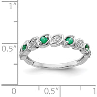 14K White Gold Fancy Diamond and Emerald Ring with 4 Round Emeralds and 10 Round Diamonds - 0.14 Carat Total Gem Weight by 0