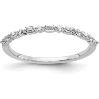 14K White Gold Fancy Diamond Band with Round and Baguette Diamonds - 0.13 Carat Total Diamond Weight by 0