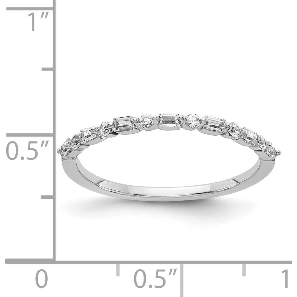 14K White Gold Fancy Diamond Band with Round and Baguette Diamonds - 0.13 Carat Total Diamond Weight by 0