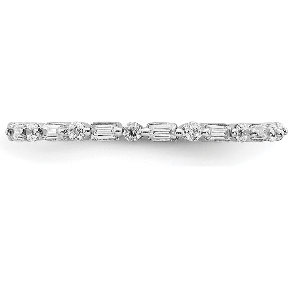 14K White Gold Fancy Diamond Band with Round and Baguette Diamonds - 0.13 Carat Total Diamond Weight by 0