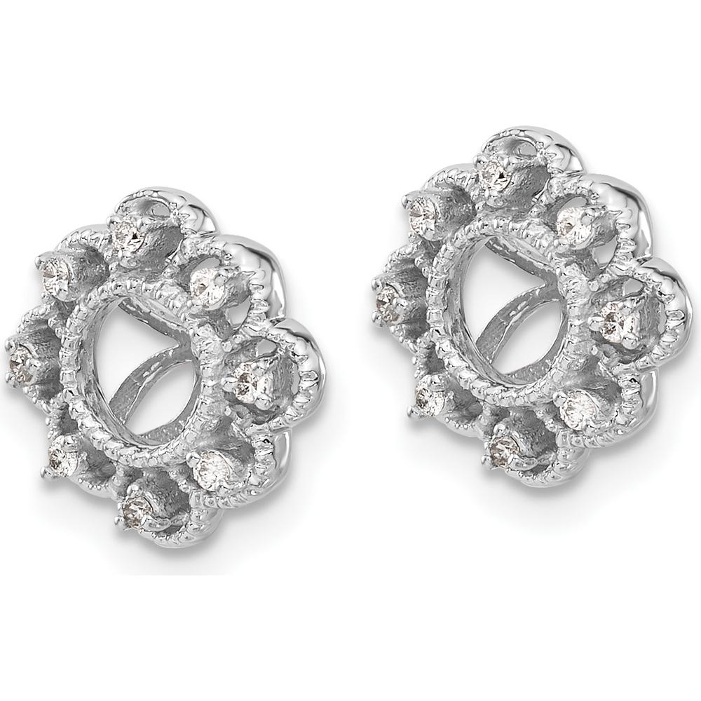 14K White Gold Fancy Diamond Earring Jackets with 16 Round Diamonds - 0.12 Carats Total Diamond Weight by Monteluci Fine Jewelry