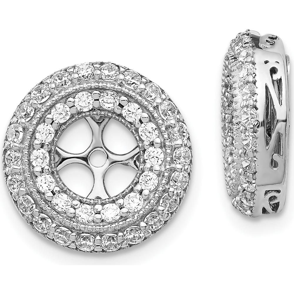 14K White Gold Fancy Diamond Earring Jackets with 44 Round Diamonds - 0.027 Carats Total Diamond Weight by Monteluci Fine Jewelry