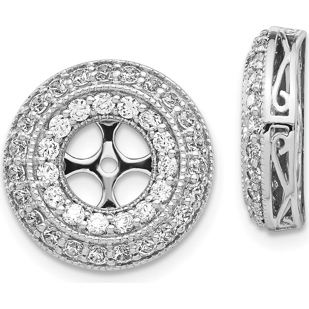 14K White Gold Fancy Diamond Earring Jackets with 76 Round Diamonds - 0.02 Carats Total Diamond Weight by Monteluci Fine Jewelry