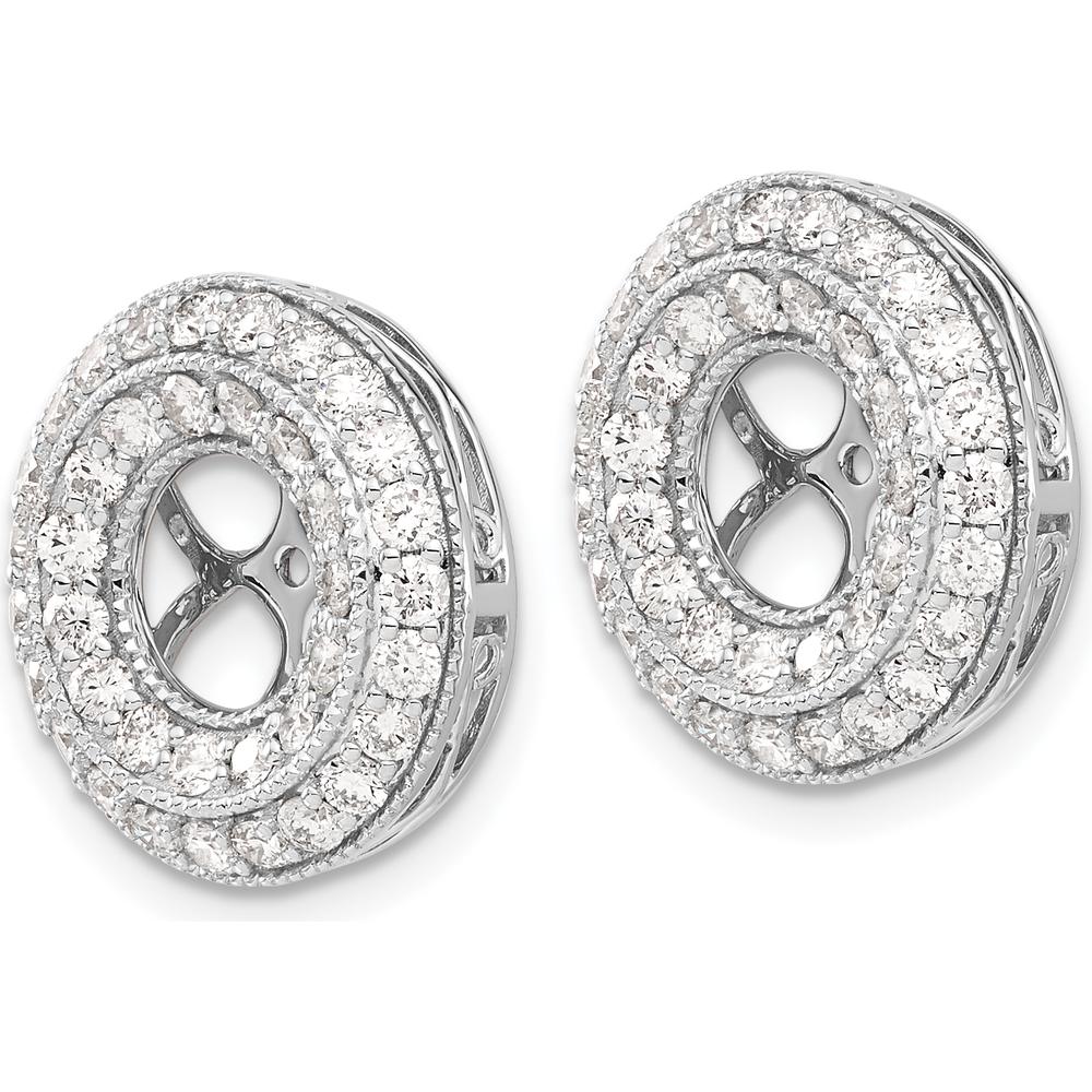 14K White Gold Fancy Diamond Earring Jackets with 76 Round Diamonds - 0.02 Carats Total Diamond Weight by Monteluci Fine Jewelry