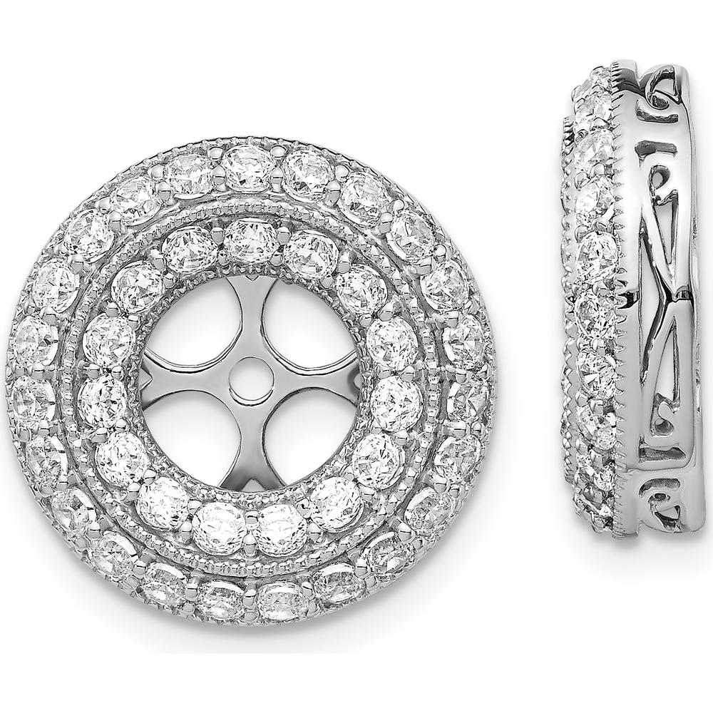 14K White Gold Fancy Diamond Earring Jackets with 76 Round Diamonds - 1.90 Carats Total Diamond Weight by Monteluci Fine Jewelry