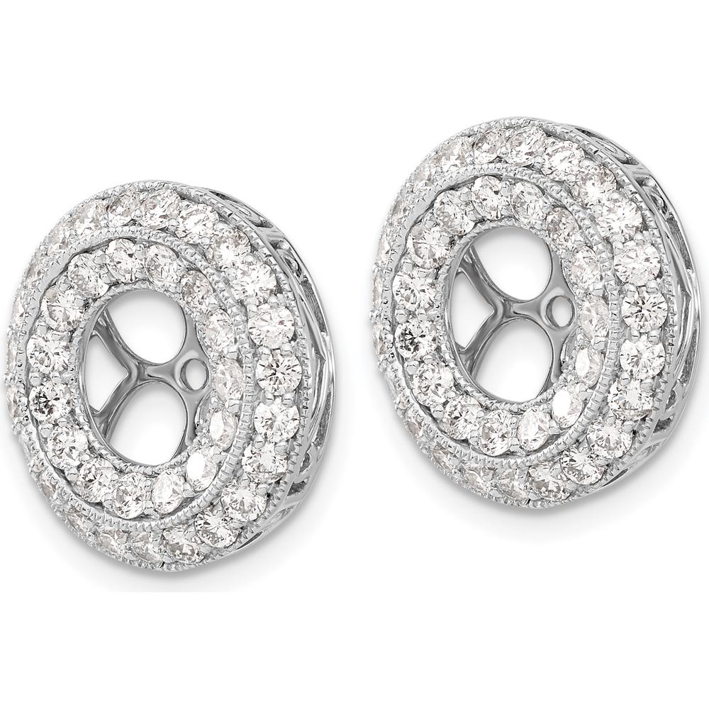 14K White Gold Fancy Diamond Earring Jackets with 76 Round Diamonds - 1.90 Carats Total Diamond Weight by Monteluci Fine Jewelry