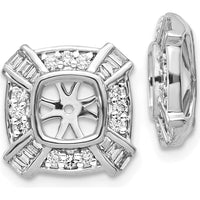 14K White Gold Fancy Diamond Earring Jackets with Baguette and Round Natural Diamonds - 0.081 Carats Total Diamond Weight by Monteluci Fine Jewelry