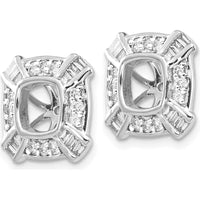 14K White Gold Fancy Diamond Earring Jackets with Baguette and Round Natural Diamonds - 0.081 Carats Total Diamond Weight by Monteluci Fine Jewelry