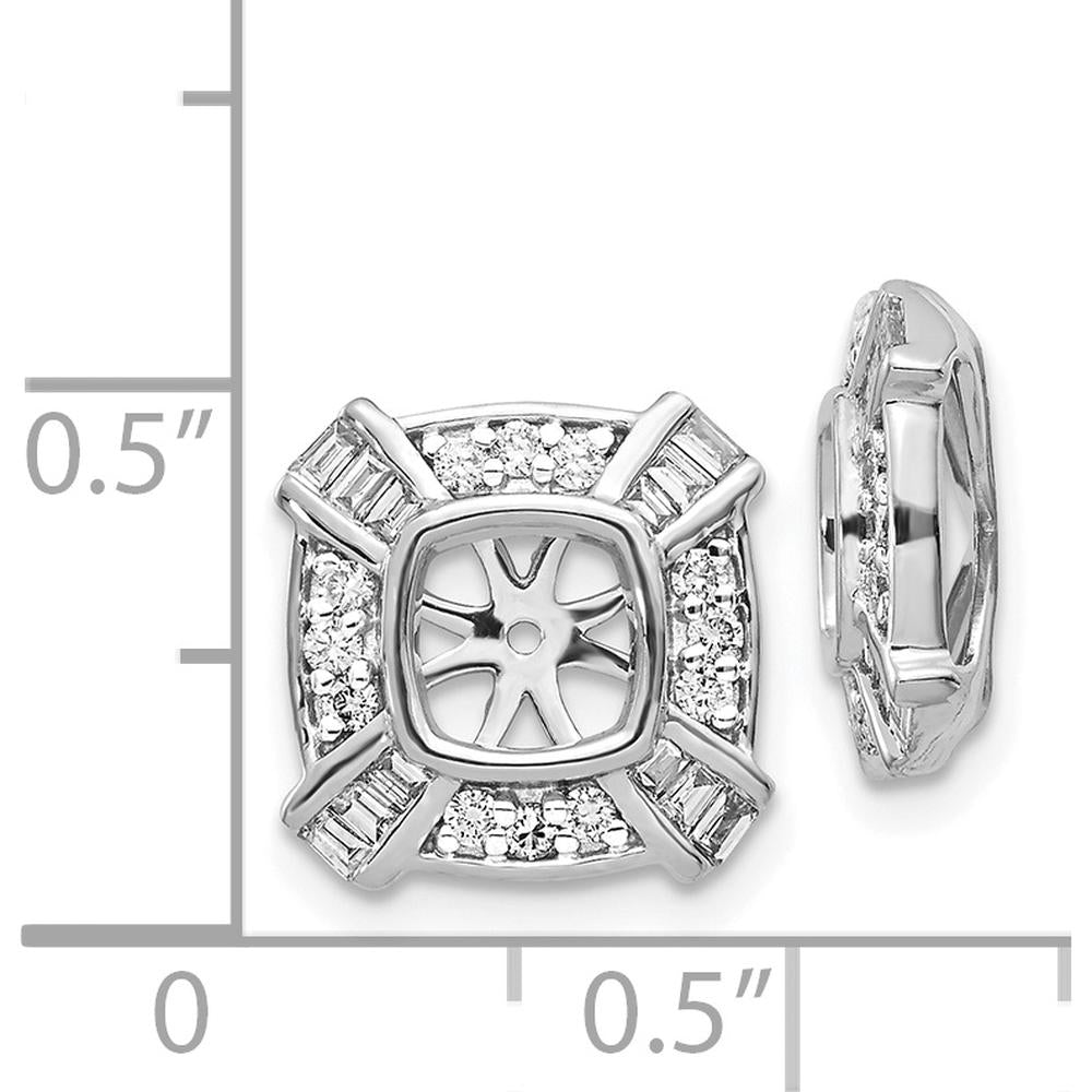 14K White Gold Fancy Diamond Earring Jackets with Baguette and Round Natural Diamonds - 0.081 Carats Total Diamond Weight by Monteluci Fine Jewelry