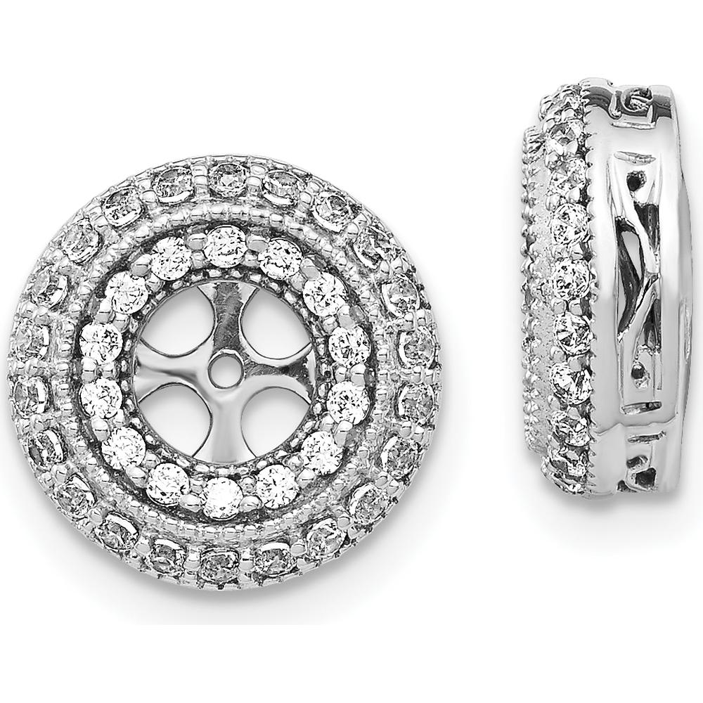 14K White Gold Fancy Diamond Earring Jackets with Cluster of 72 Round Diamonds - 0.42 Carats Total Diamond Weight by Monteluci Fine Jewelry