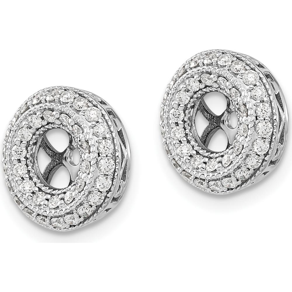14K White Gold Fancy Diamond Earring Jackets with Cluster of 72 Round Diamonds - 0.42 Carats Total Diamond Weight by Monteluci Fine Jewelry