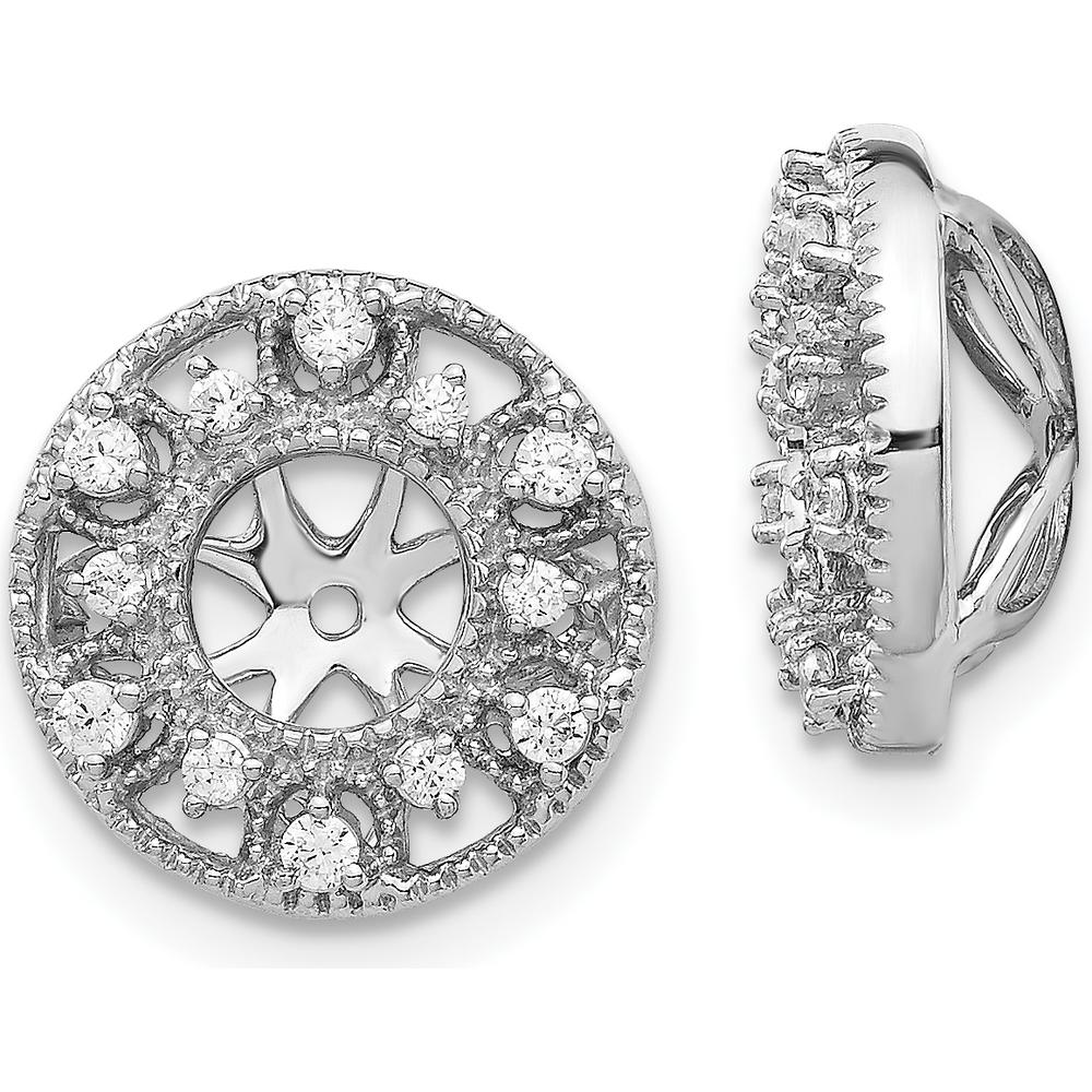 14K White Gold Fancy Diamond Earring Jackets with Cluster Round Diamonds - 0.02 Carats Total Diamond Weight by Monteluci Fine Jewelry