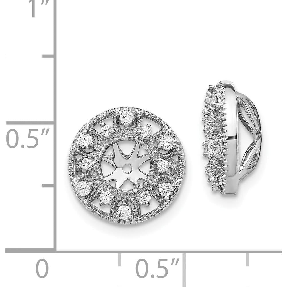 14K White Gold Fancy Diamond Earring Jackets with Cluster Round Diamonds - 0.02 Carats Total Diamond Weight by Monteluci Fine Jewelry
