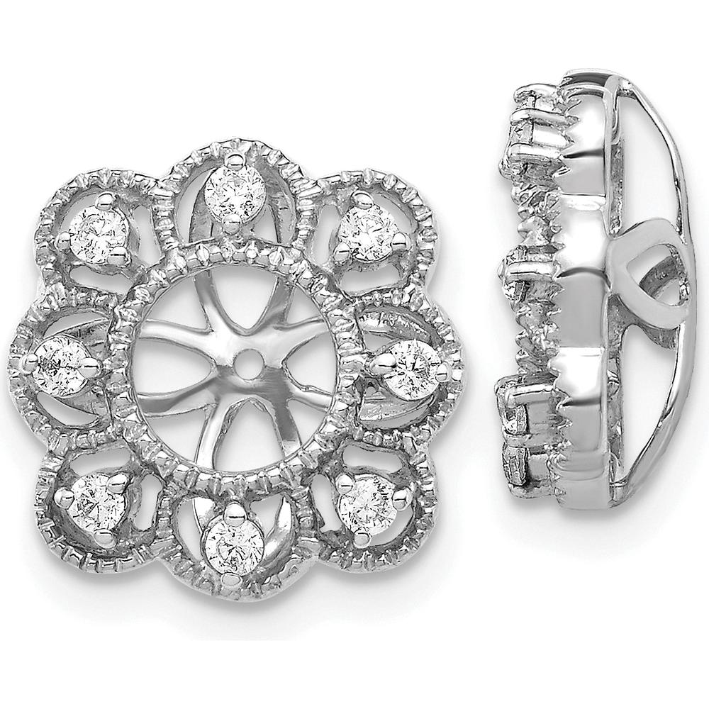 14K White Gold Fancy Diamond Earring Jackets with Round Cluster Diamonds - 0.24 Carats Total Diamond Weight by Monteluci Fine Jewelry
