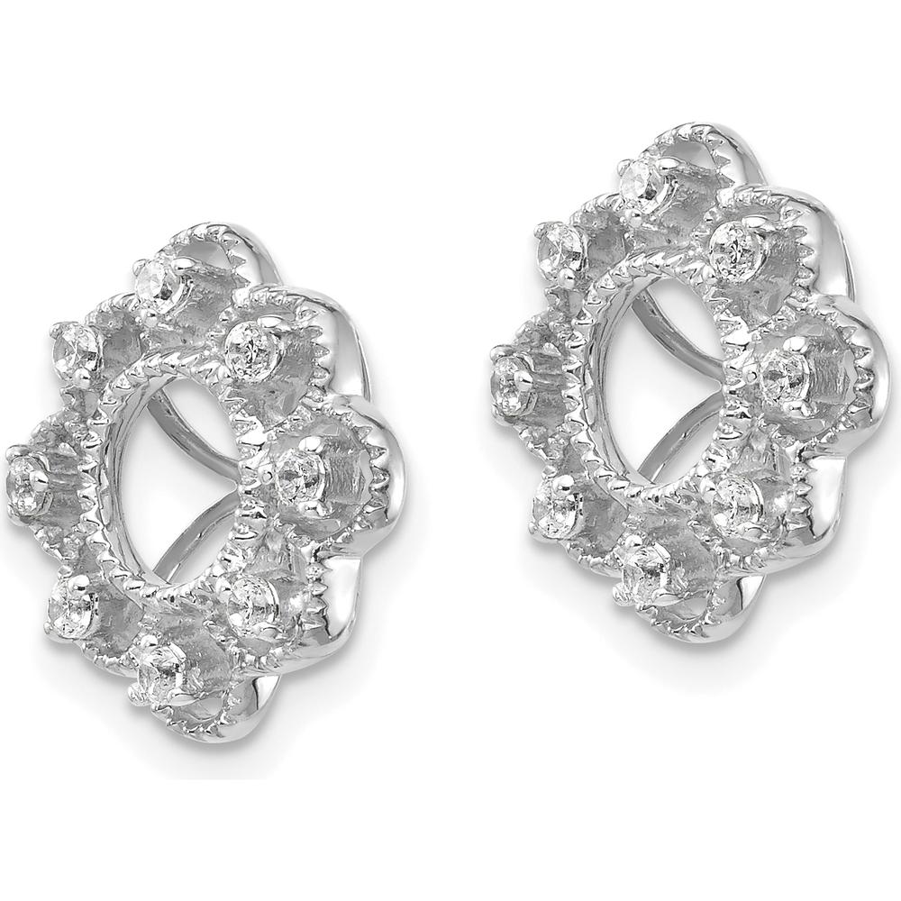 14K White Gold Fancy Diamond Earring Jackets with Round Cluster Diamonds - 0.24 Carats Total Diamond Weight by Monteluci Fine Jewelry