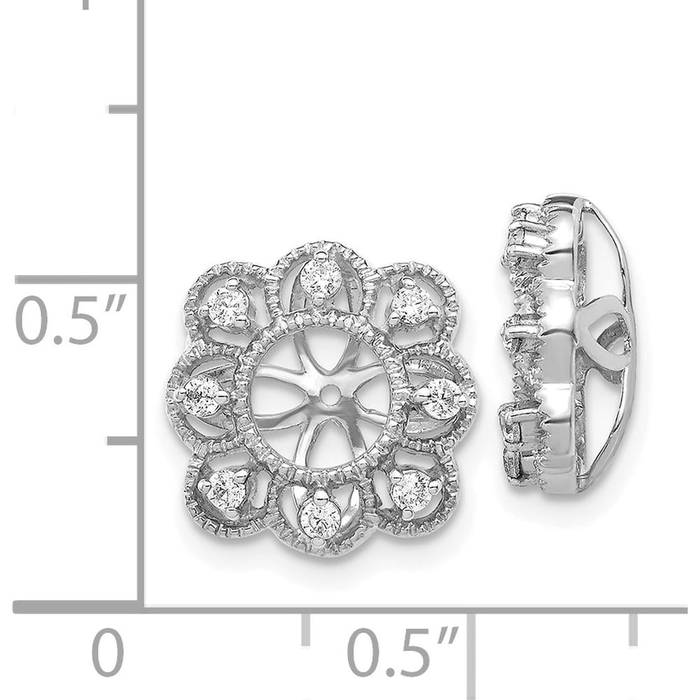 14K White Gold Fancy Diamond Earring Jackets with Round Cluster Diamonds - 0.24 Carats Total Diamond Weight by Monteluci Fine Jewelry