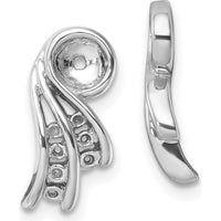 14K White Gold Fancy Earring Jackets with Round Diamond Mountings - 1.3mm Stones by Oro Pregiato