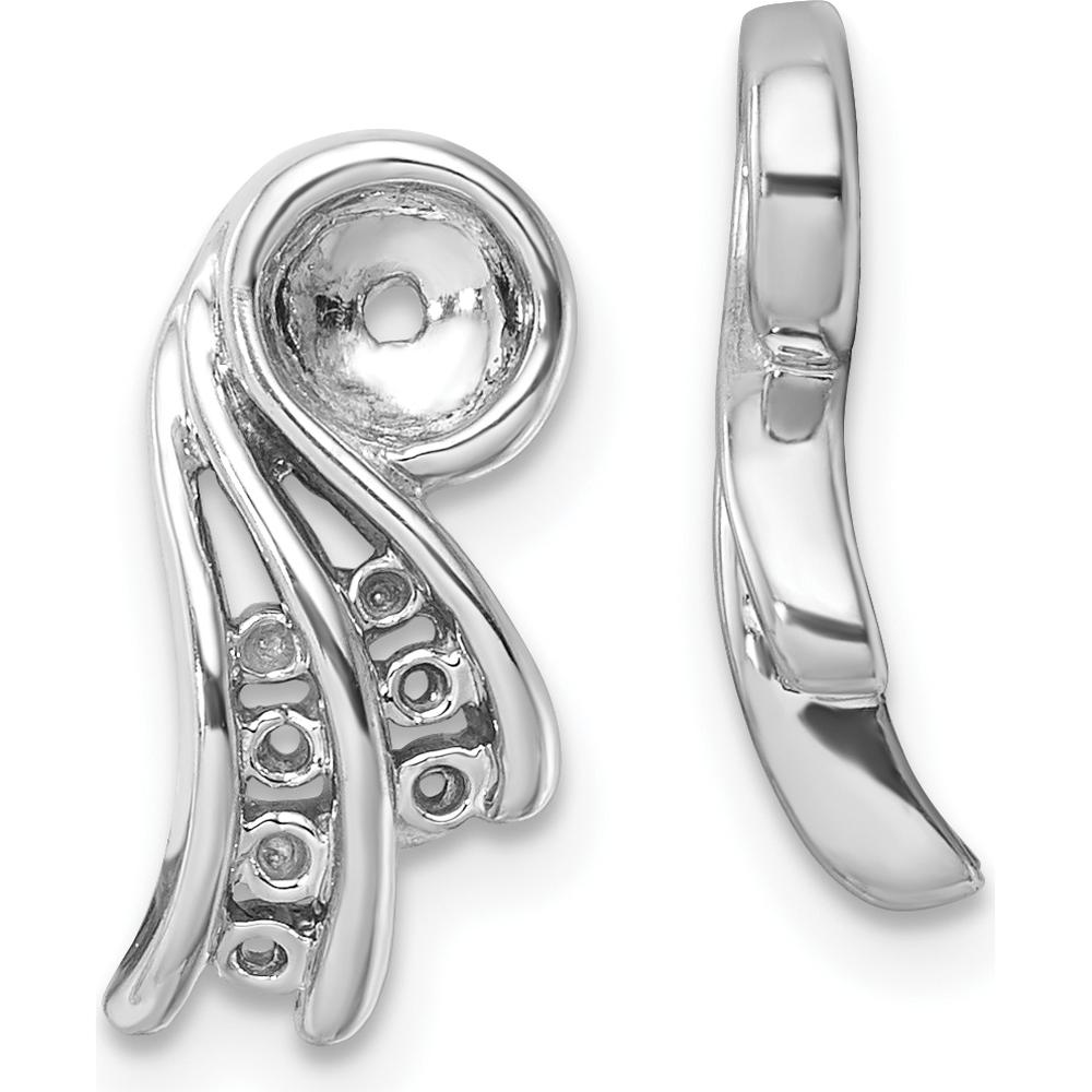 14K White Gold Fancy Earring Jackets with Round Diamond Mountings - 1.3mm Stones by Oro Pregiato