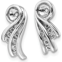 14K White Gold Fancy Earring Jackets with Round Diamond Mountings - 1.3mm Stones by Oro Pregiato