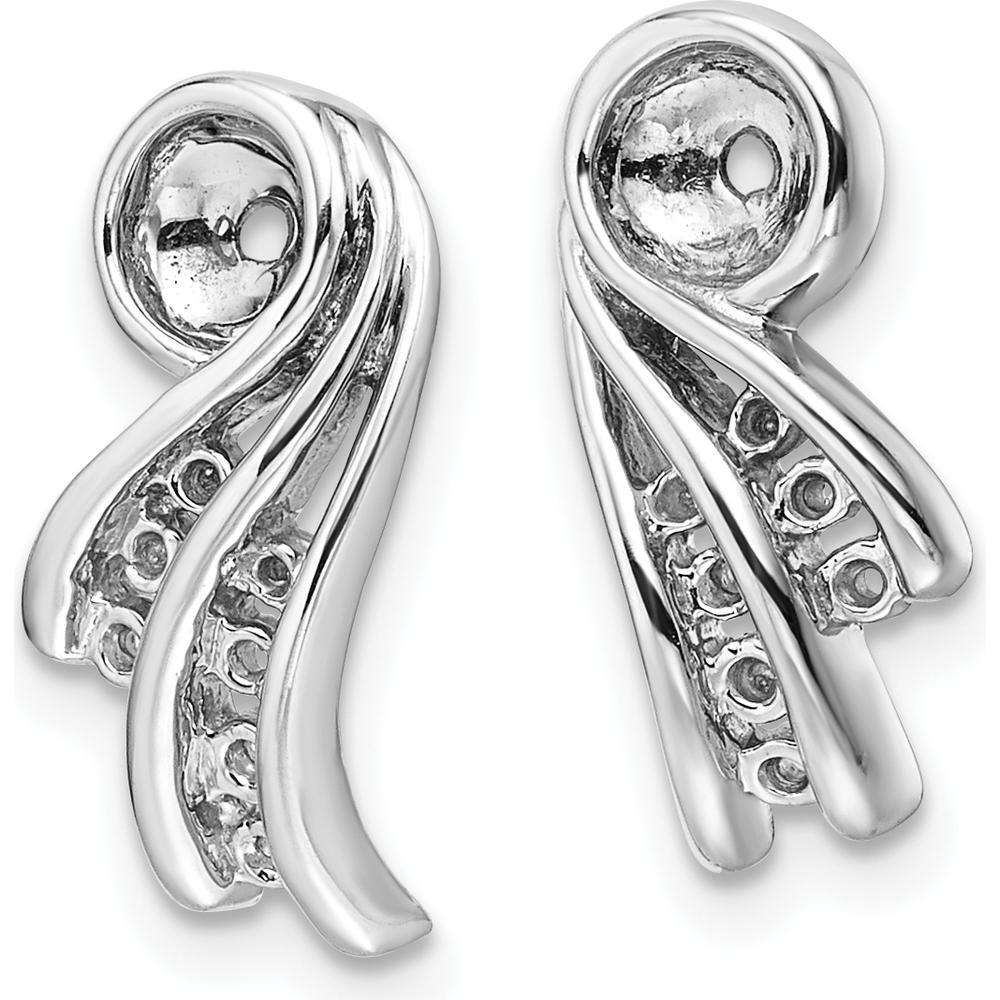 14K White Gold Fancy Earring Jackets with Round Diamond Mountings - 1.3mm Stones by Oro Pregiato