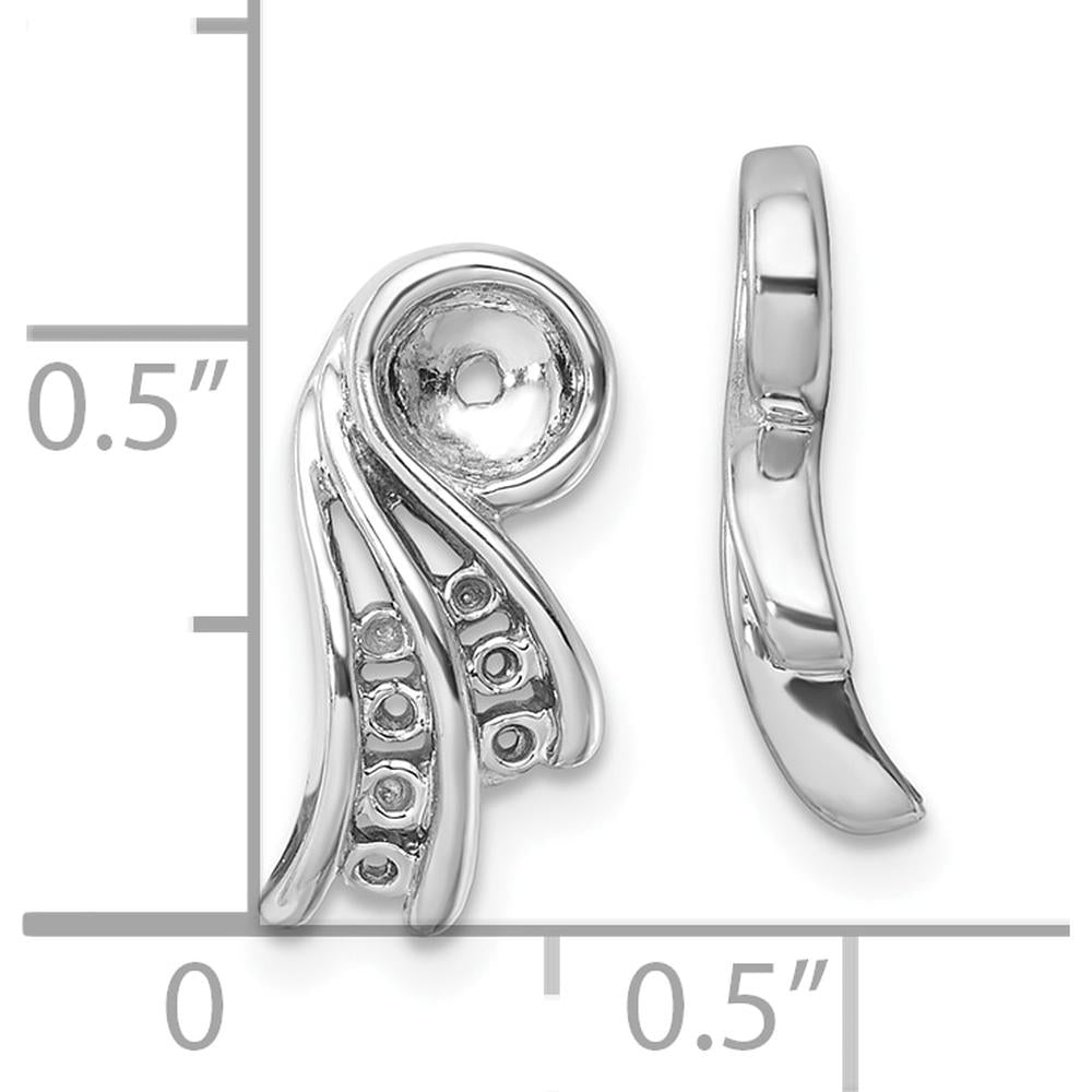 14K White Gold Fancy Earring Jackets with Round Diamond Mountings - 1.3mm Stones by Oro Pregiato