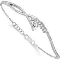 14K White Gold Fancy Florina Diamond Half-Bangle Bracelet with Prong Set Round Diamonds - 0.5 Carats Total Diamond Weight by Monteluci Fine Jewelry