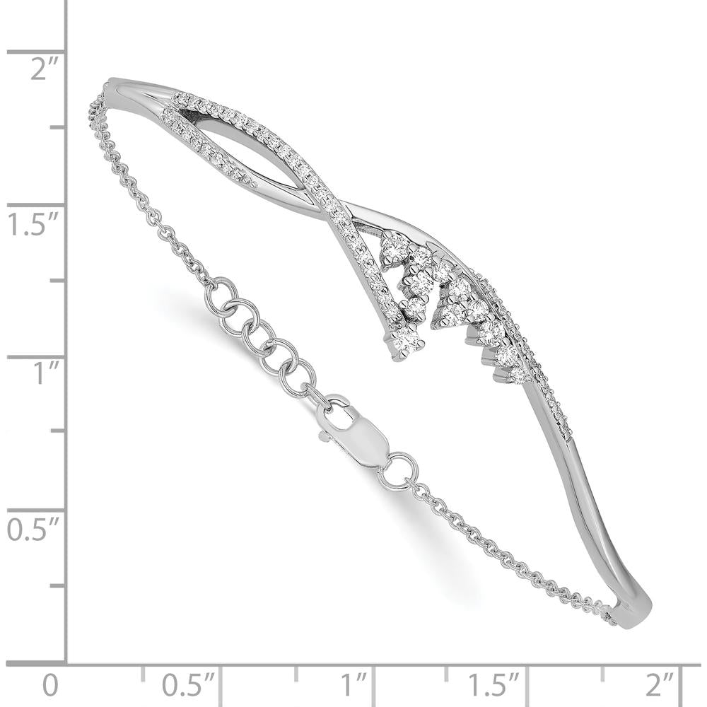 14K White Gold Fancy Florina Diamond Half-Bangle Bracelet with Prong Set Round Diamonds - 0.5 Carats Total Diamond Weight by Monteluci Fine Jewelry