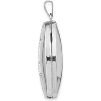 14K White Gold Fancy Half Swirl Design Locket Pendant - Engravable and Polished Finish by Monteluci Fine Jewelry