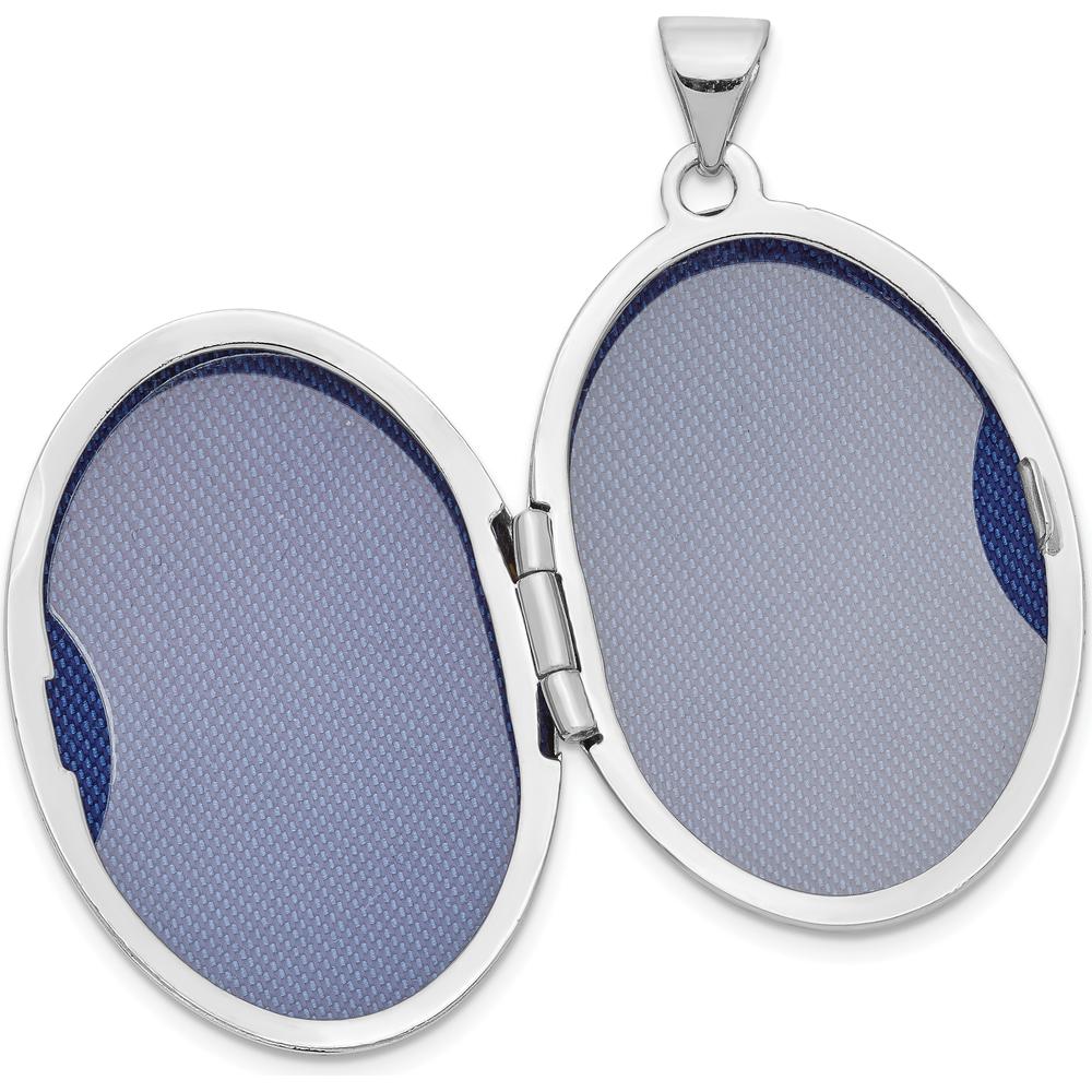 14K White Gold Fancy Half Swirl Design Locket Pendant - Engravable and Polished Finish by Monteluci Fine Jewelry